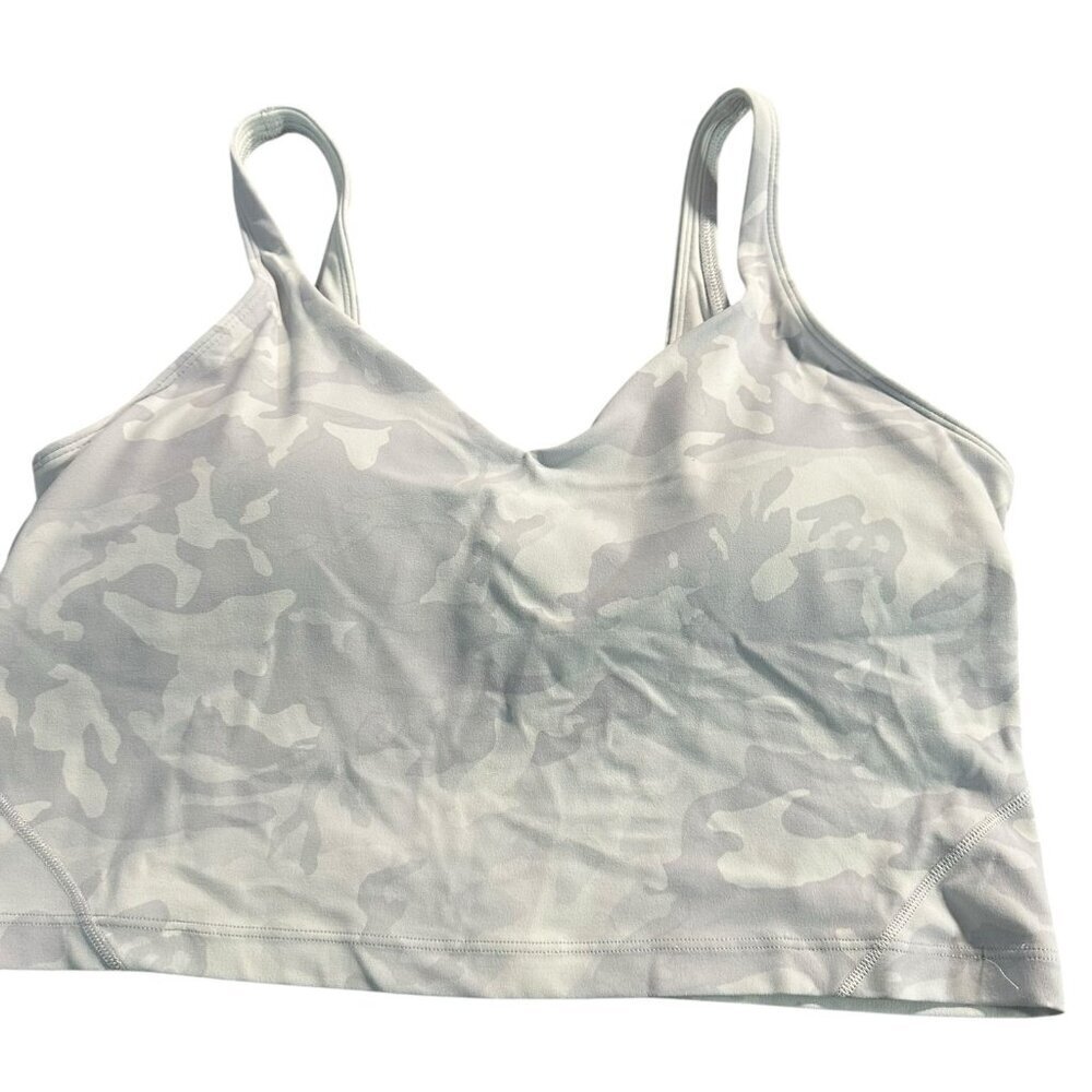 Lululemon White Camo Align Sports Bra Padded Longline Tank Top Women’s Size 12